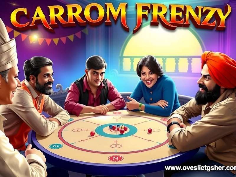 Carrom Frenzy game cover showing Indian players enjoying the game
